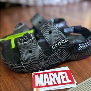 CROCS Marvel Sandals - Black with Neon Green and Purple